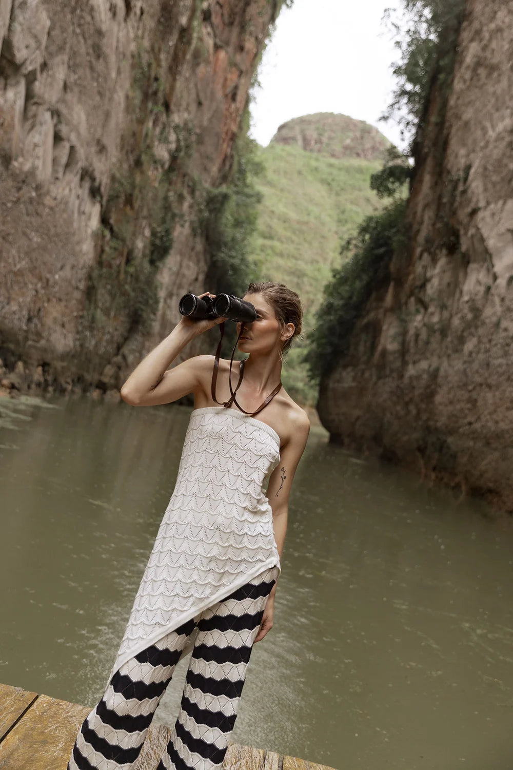 Asymmetrical white top for women